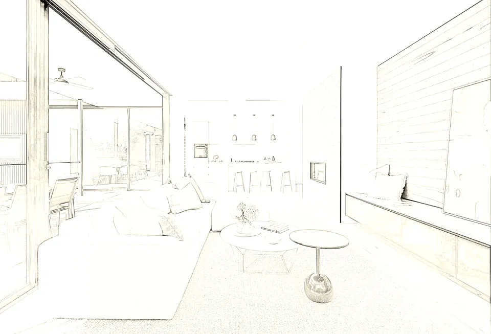 Design sketch of the same space before construction